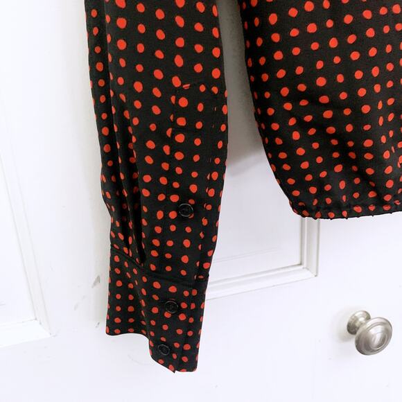 Diane von Furstenberg Dot Print Silk Drape Front Blouse (READY) - Picture 5 of 12